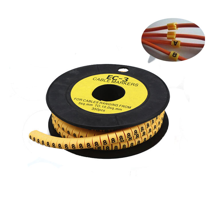 PVC Yellow Color Flat Tubing Number 0-9 Cable Marker